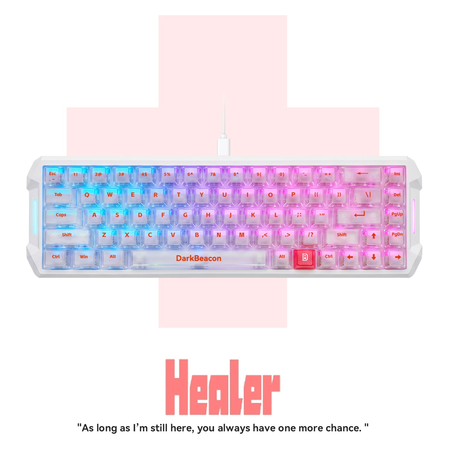 DarkBeacon Flux 68 White 65% Hall Effect AI Gaming Keyboard