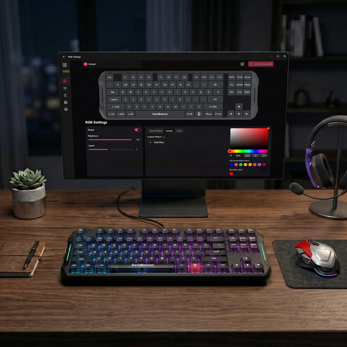 DarkBeacon Blade 87 TKL Silent Mechanical Keyboard, Wired Quiet Gaming ...