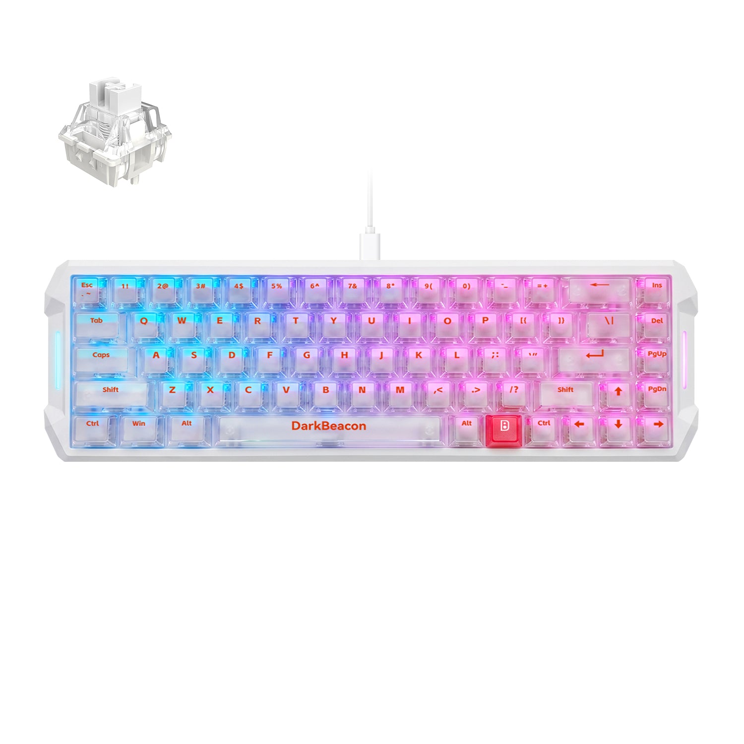 DarkBeacon Flux 68 White 65% Hall Effect AI Gaming Keyboard