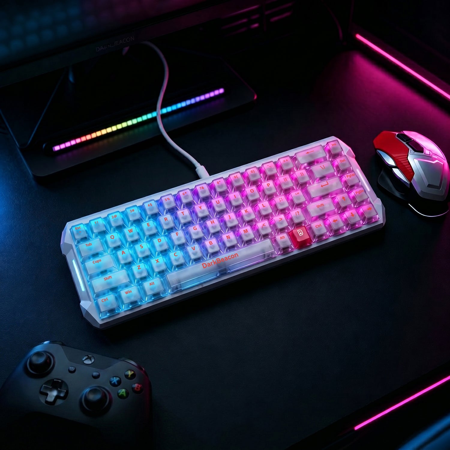 Flux 68 Wired Hall Effect Magnetic Switch Gaming Keyboard (White)