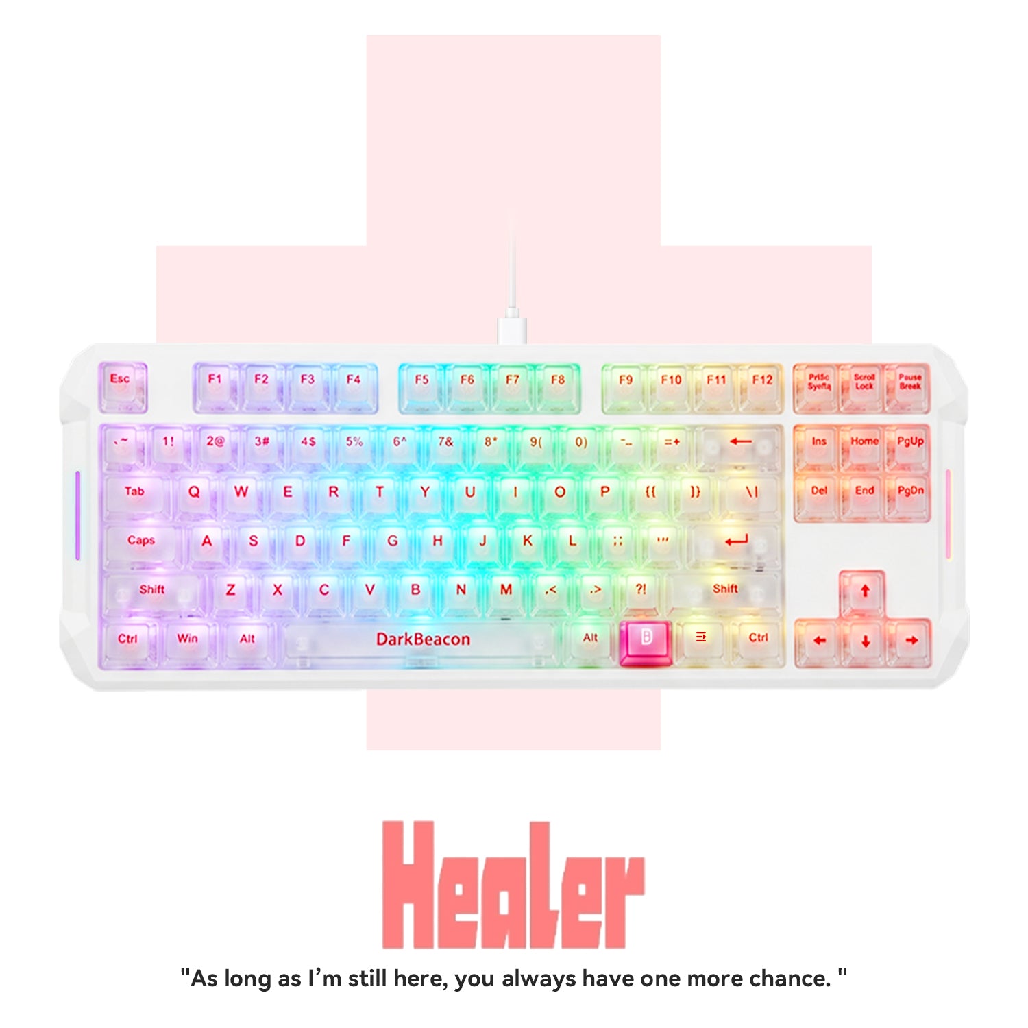DarkBeacon Flux 87 White TKL Hall Effect AI Gaming Keyboard
