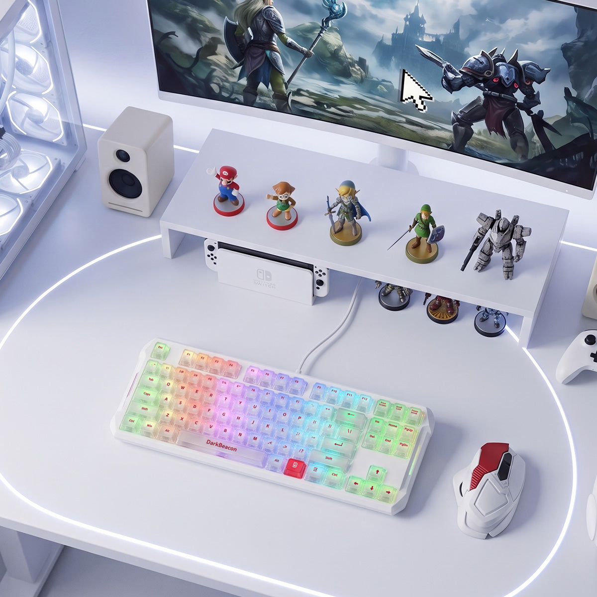 Flux 87 Wired Hall Effect Magnetic Switch Gaming Keyboard - Healer White